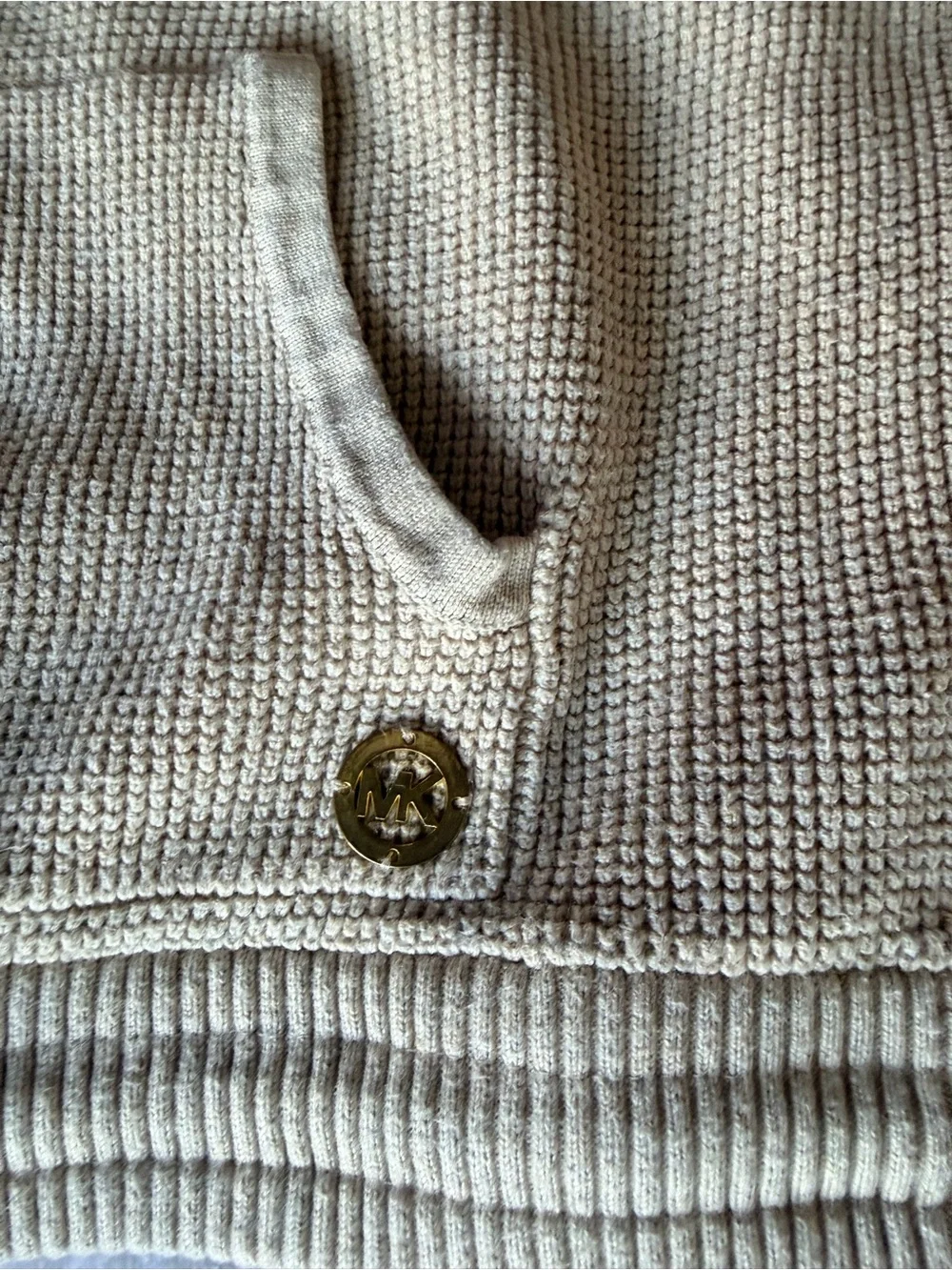 Michael Kors Cream Turtleneck Waffle-Knit Sweater